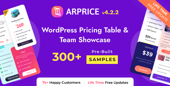 ARPrice - WordPress Pricing Table Plugin - CodeCanyon Item for Sale