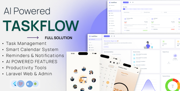 TaskFlow – AI-Powered Task Management Website and Mobile Application - CodeCanyon Item for Sale