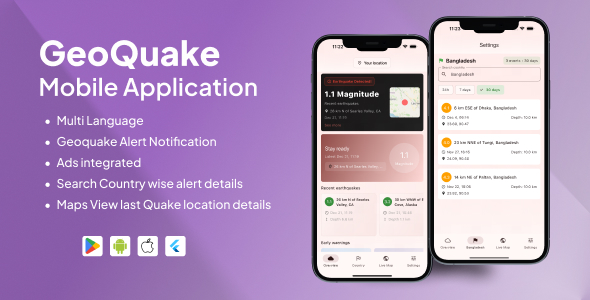 GeoQuake Alert Flutter application with Admob integration - CodeCanyon Item for Sale