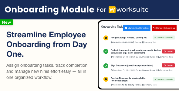 Onboarding Module for Worksuite - CodeCanyon Item for Sale