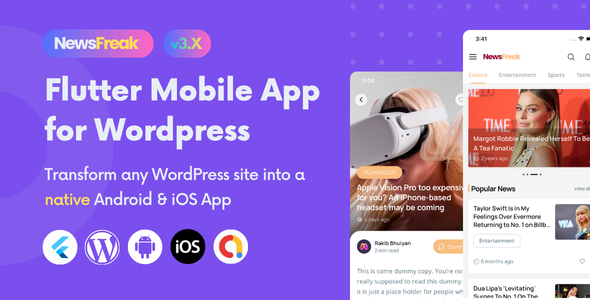Newsfreak - Flutter Mobile App for WordPress - CodeCanyon Item for Sale