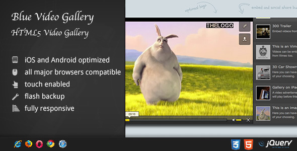HTML5 Blue Video Player with Playlist / Gallery by ZoomIt | CodeCanyon