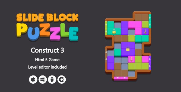 Slide Block Puzzle + Level Editor - HTML5 Game (Construct 3) - CodeCanyon Item for Sale