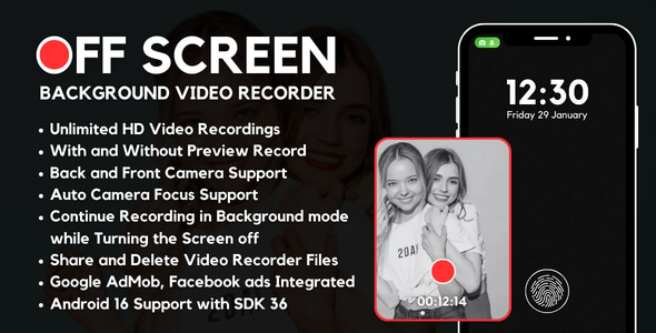 OffScreen Background Video Recorder with AdMob Ads Android - CodeCanyon Item for Sale