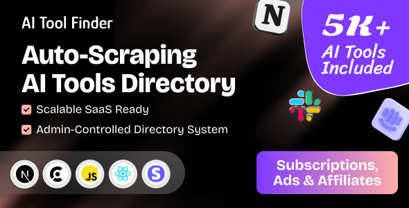 AI Tools Finder – Auto-Scraping AI Directory with 5,000+ Tools, Subscriptions, Ads & Affiliates - CodeCanyon Item for Sale