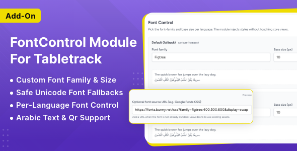 FontControl Module for TableTrack - CodeCanyon Item for Sale
