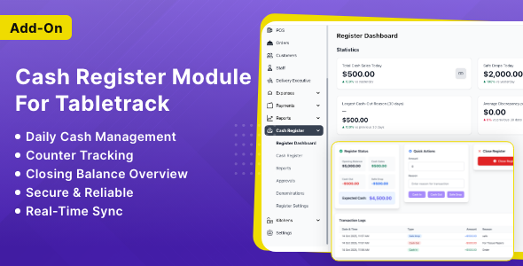 Cash Register Module for Tabletrack - CodeCanyon Item for Sale