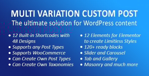 MVCP: Multi Variation Custom Post WordPress Plugin - CodeCanyon Item for Sale