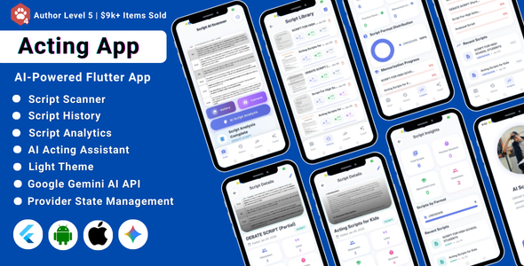 AI-Powered Acting Flutter App | Performance Practice & Script Analysis - CodeCanyon Item for Sale