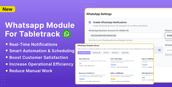 WhatsApp Module for TableTrack - CodeCanyon Item for Sale