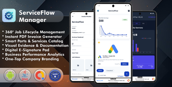 ServiceFlow Manager Android App Template - CodeCanyon Item for Sale