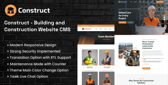Construct - Building and Construction Website CMS - CodeCanyon Item for Sale