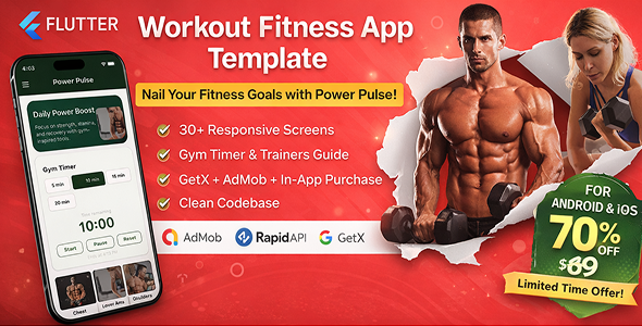 Power Pulse - Workout Exercise Flutter ready to publish with ads & IAP - CodeCanyon Item for Sale