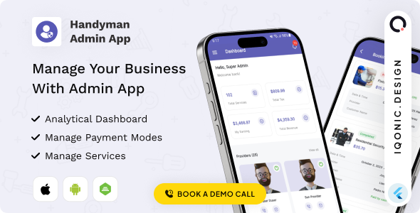 Handyman Admin Flutter App Add-on for Business Management - CodeCanyon Item for Sale