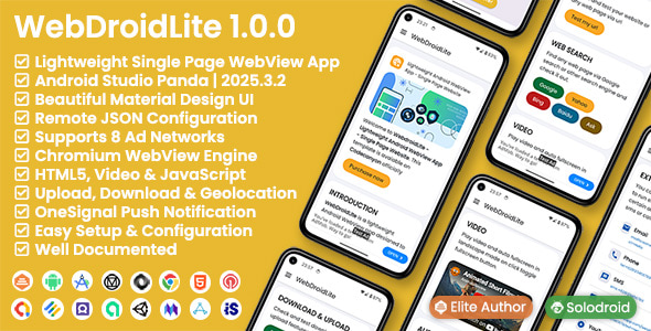 WebDroidLite - Lightweight Android WebView App - Single Page Website - CodeCanyon Item for Sale