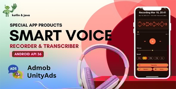 Smart Voice Recorder & Transcriber - Android App (Java) - CodeCanyon Item for Sale
