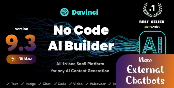 Davinci AI - OpenAI Content, Text, Image, Voice, Chat, Code, Transcript, and Video Generator as SaaS - CodeCanyon Item for Sale