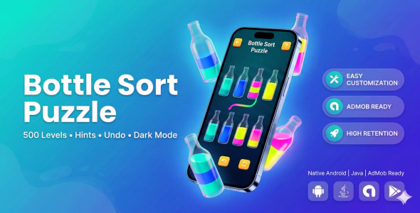 Bottle Sort Puzzle – Android Game (Java, Native UI) - CodeCanyon Item for Sale