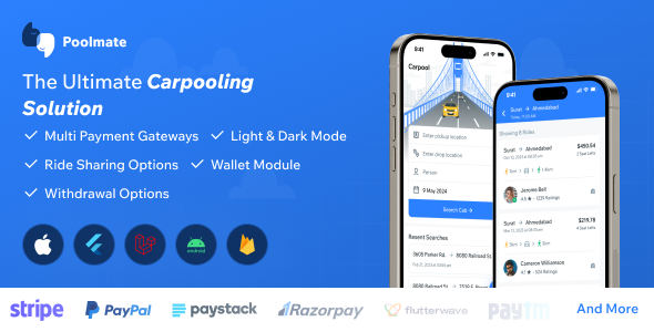 PoolMate | BlaBlaCar Clone | Complete Carpooling Solution in Flutter - CodeCanyon Item for Sale