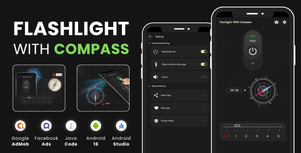 Flashlight With Compass with AdMob Ads Android - CodeCanyon Item for Sale