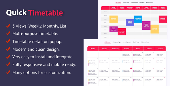 Quick Timetable For WordPress - CodeCanyon Item for Sale