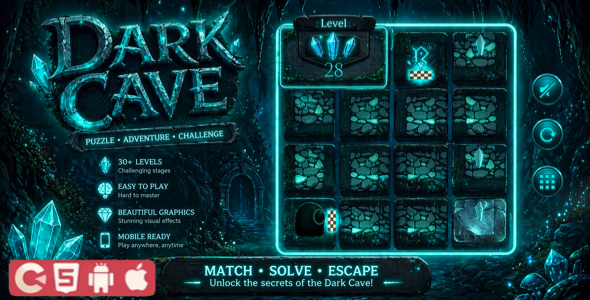 Dark Cave | Puzzle HTML Game | Construct 3 - CodeCanyon Item for Sale