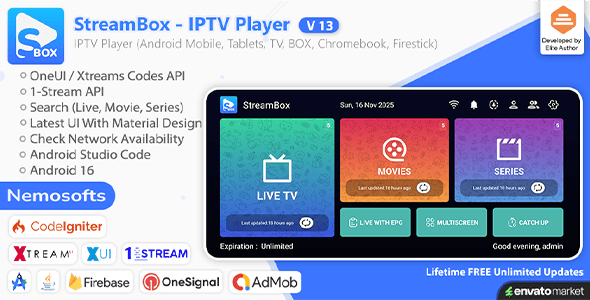 StreamBox Pro IPTV Player – Android Mobile, Tablet & TV - CodeCanyon Item for Sale