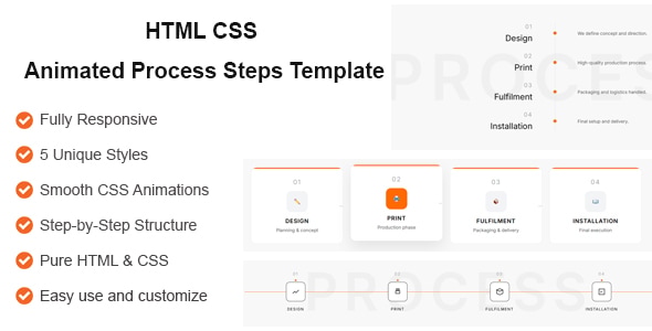 FluxStep | HTML CSS Animated Process Steps Template - CodeCanyon Item for Sale