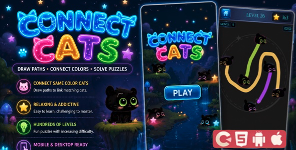Connect Cats | HTML5 Game | Construct 3 - CodeCanyon Item for Sale