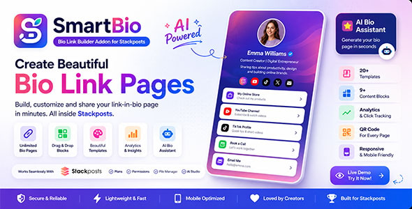 SmartBio – Bio Link Builder Addon for Stackposts - CodeCanyon Item for Sale
