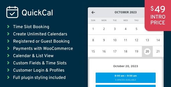 QuickCal - Appointment Booking Calendar for WordPress - CodeCanyon Item for Sale