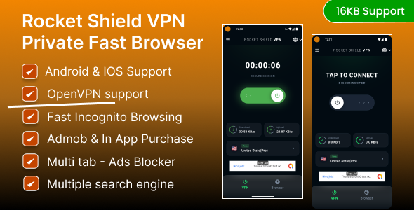 Rocket Shield VPN - Faster browser with Openvpn protocol support - CodeCanyon Item for Sale
