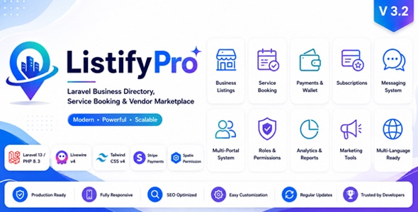 ListifyPro – Laravel Business Directory, Service Booking & Vendor Marketplace - CodeCanyon Item for Sale