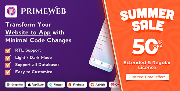 PrimeWeb - Website to App with WebView & Native Features | Web View App | Web to App - CodeCanyon Item for Sale