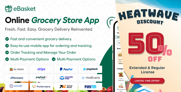 eBasket - Single Vendor Food / Grocery Delivery Flutter app with Laravel Admin Panel + Delivery app - CodeCanyon Item for Sale