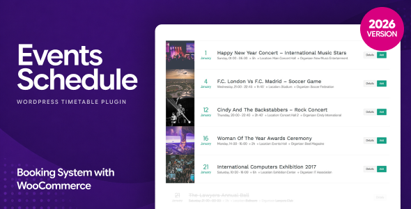 Events Schedule - WordPress Events Calendar Plugin - CodeCanyon Item for Sale