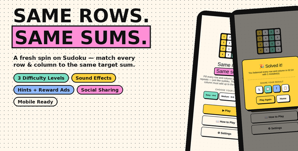 SumDoku | HTML5 Game - CodeCanyon Item for Sale