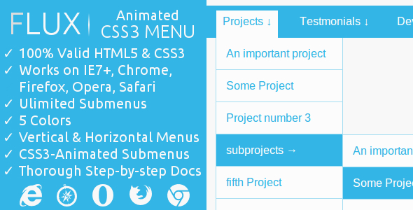 FLUX | CSS3-Animated Menu - CodeCanyon Item for Sale