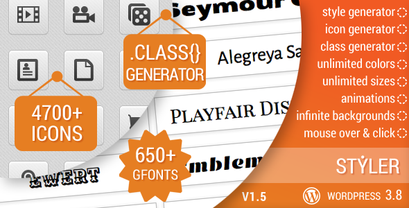 Styler - Icons, Fonts and CSS Generator for WP - CodeCanyon Item for Sale