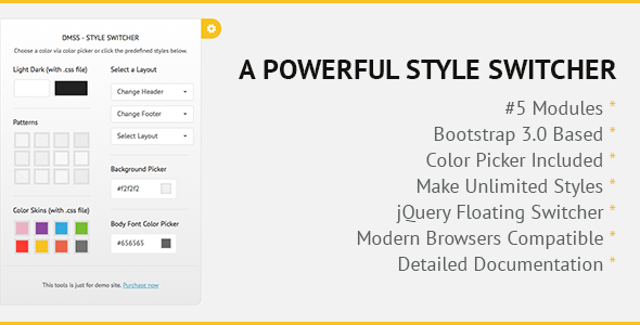 DMSS - Bootstrap jQuery Style Switcher - CodeCanyon Item for Sale