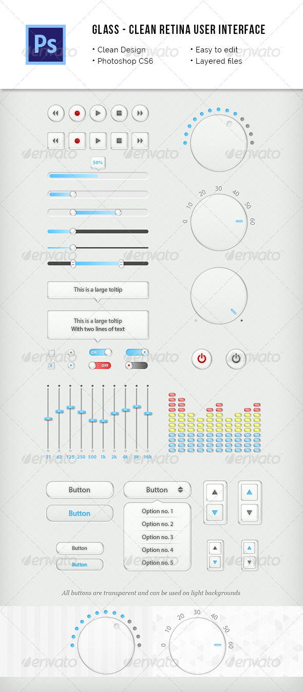 Retina Glass User Interface Kit, Web Elements | GraphicRiver