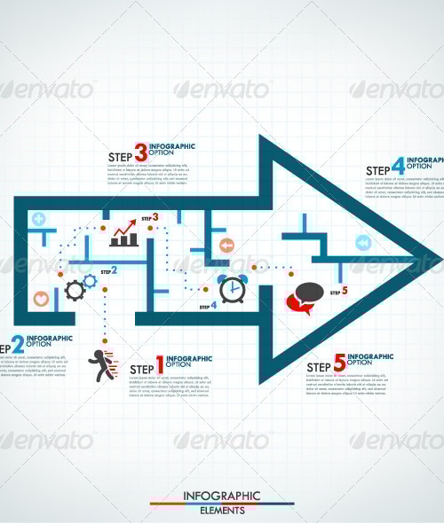 Infographic Process Template with Line Style Arrow, Infographics ...