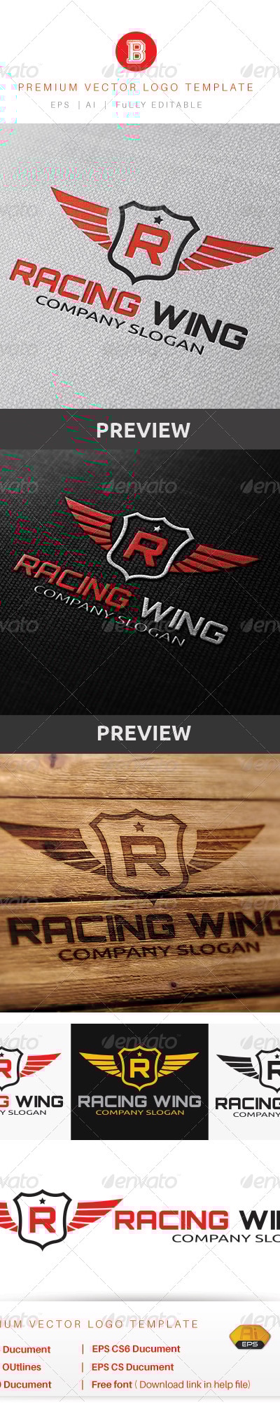 Racing Wing, Logo Templates | GraphicRiver