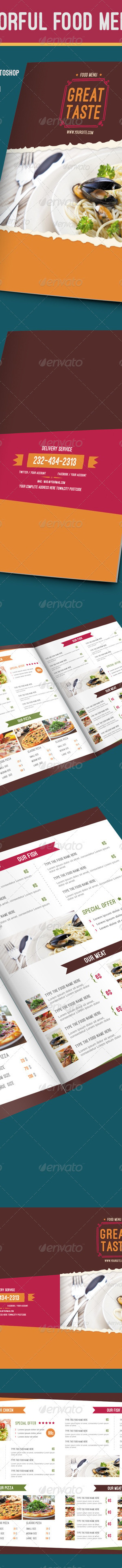 Colorful Food Menu, Print Templates | GraphicRiver