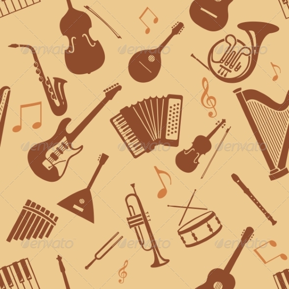 Seamless Pattern of Musical Instruments, Vectors | GraphicRiver