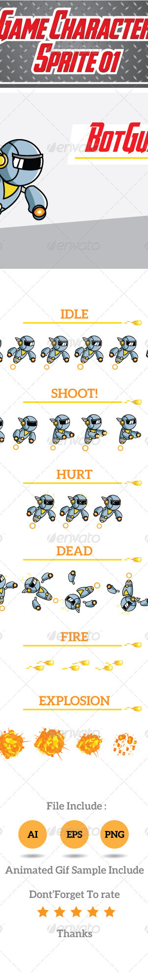 Game Character Sprite 01- BotGuard, Game Assets | GraphicRiver