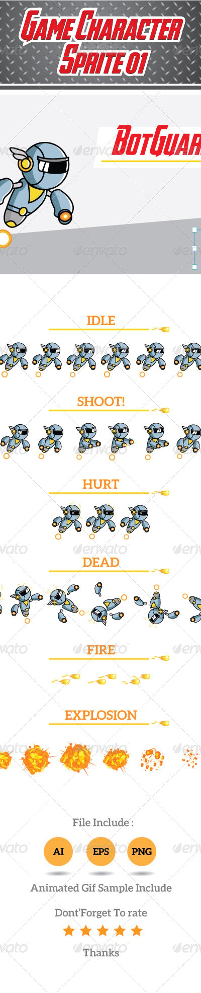 Game Character Sprite 01- BotGuard, Game Assets | GraphicRiver