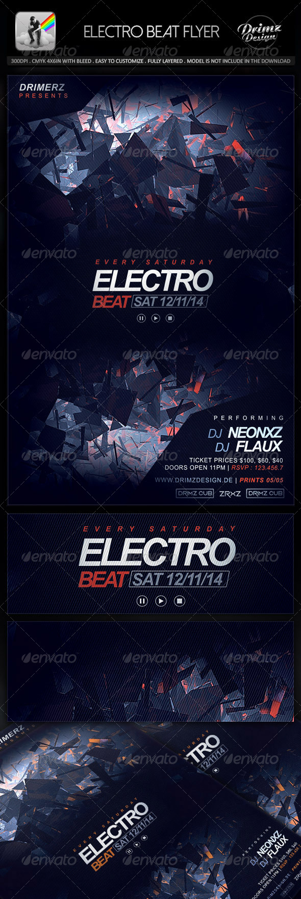 Electro Beat Flyer, Print Templates | GraphicRiver