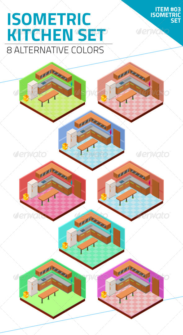 Isometric Kitchen Set, Vectors | GraphicRiver