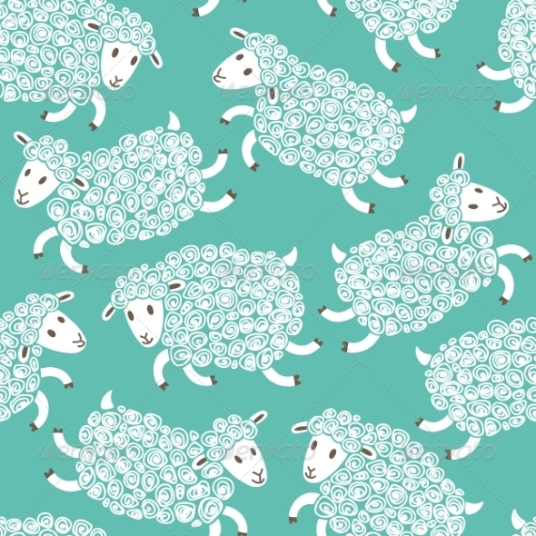 Seamless Pattern with Cute Sheep, Vectors | GraphicRiver